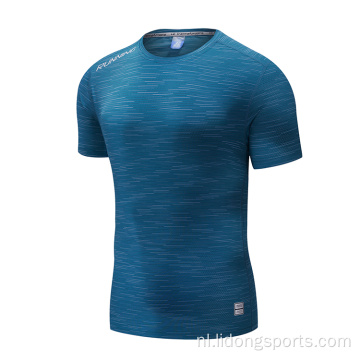 Ademend aangepaste mannen snel droge gym fitness t -shirt